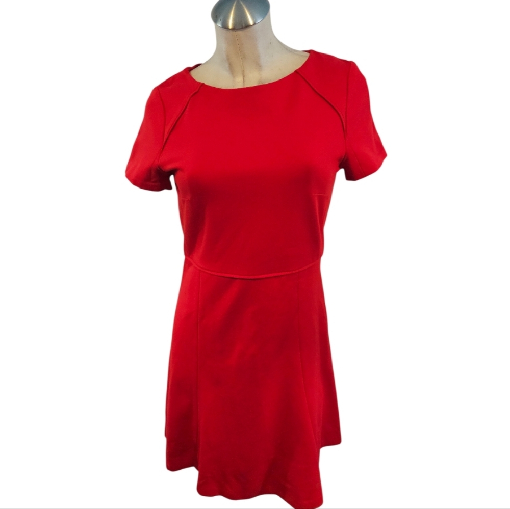 J.Crew Size 6 Red Fit Flare Dress A-Line Short Sleeve